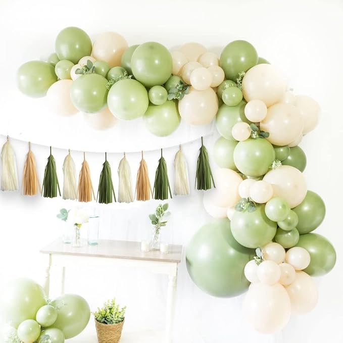 15-Pack Olive Green Brown Tan Cream Tassel Garland Paper Banner Fringe - Image 6