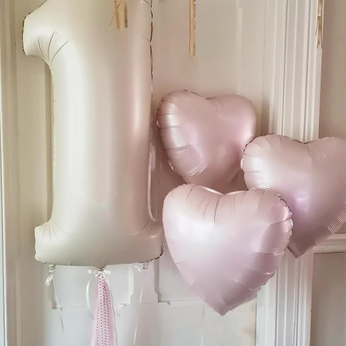 Baby Pink Heart Balloons, 18 Inch Pink Heart Balloons, Pastel Pink Helium Foil - Image 3
