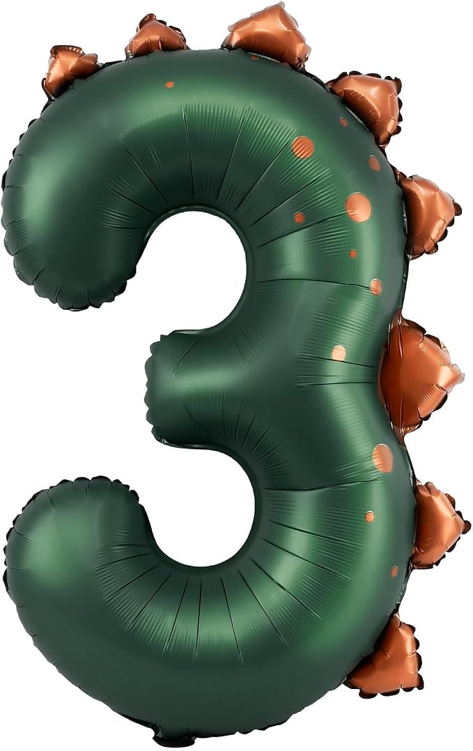 Dinosaur Number 3 Balloon, 30 Inch Birthday Party Decorations by AXBMM