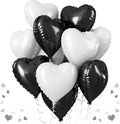 Black White Heart Balloons, 18 Inch Large Matt Black and White Heart Shape Foil by TAOYE