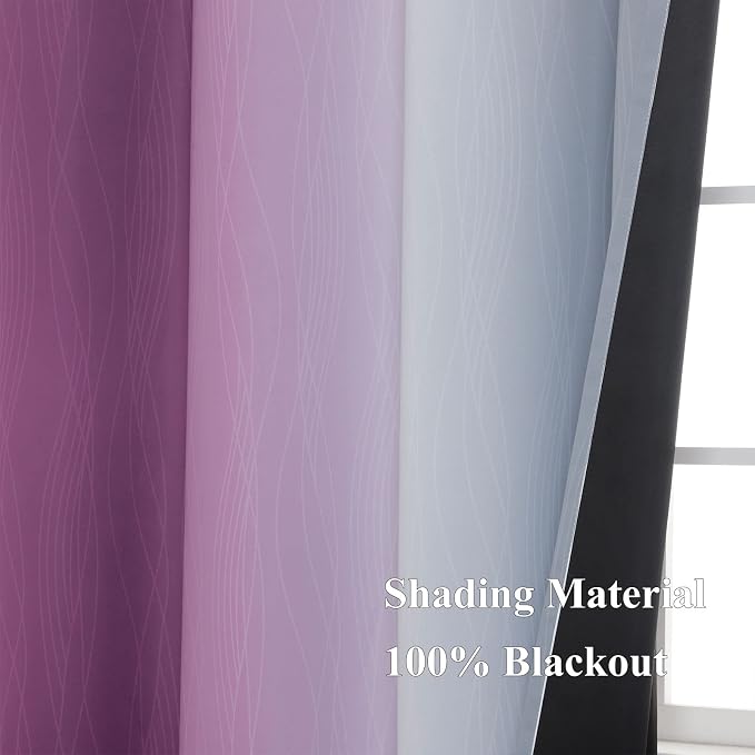 Purple and Grey Ombre Blackout Curtains 102 Inches Long - Image 5