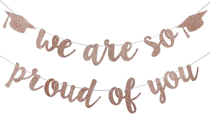 2026 Graduation Banner Party Decorations Rose Gold We are So Proud of You by Unknown