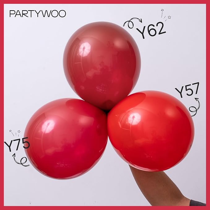 PartyWoo Burgundy Balloons 101pcs Dark Red Maroon Ruby Red Color | Balloons - Image 5