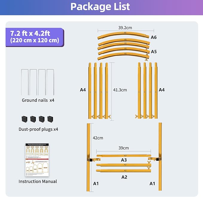 Hemmotop Arch Backdrop Stand Gold 7.2 FT | Metal, Ground Stakes - Image 8