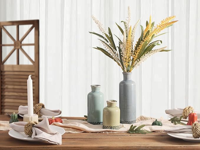 Flower Vase Set of 3, Ceramic Neutral Vases Home Decor, Pottery Rustic - Image 9