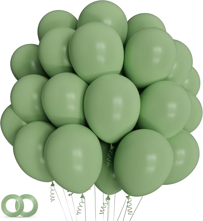 Sage green Balloons 100 Pack 12 inch Round Helium Olive Green Balloons by ASIYUHY