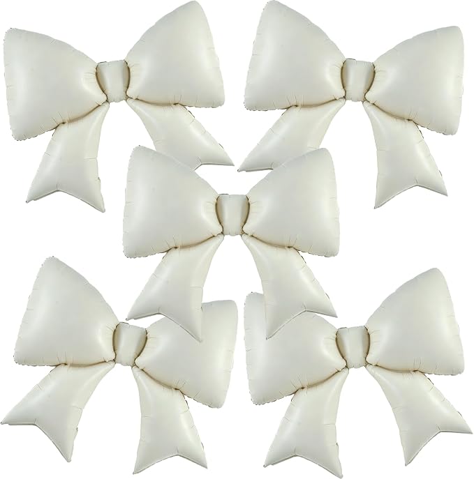 Vuzvuv 5Pcs 38 Inch Giant White Bow Balloon by Vuzvuv