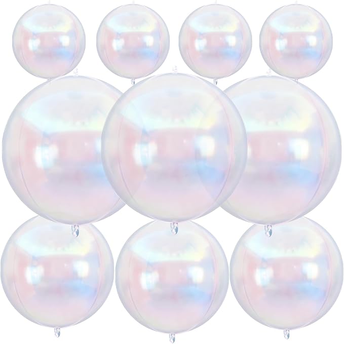 10Pcs Iridescent Round Foil Balloons, Metallic Iridescent Foil Baloon by FunHot