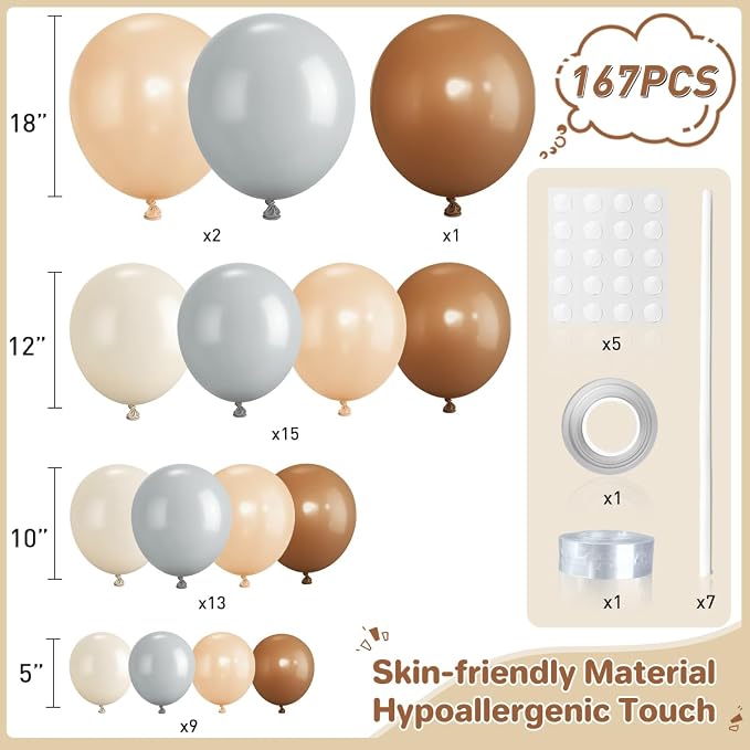 Boho Brown and White Balloon Garland Arch Kit - Image 2