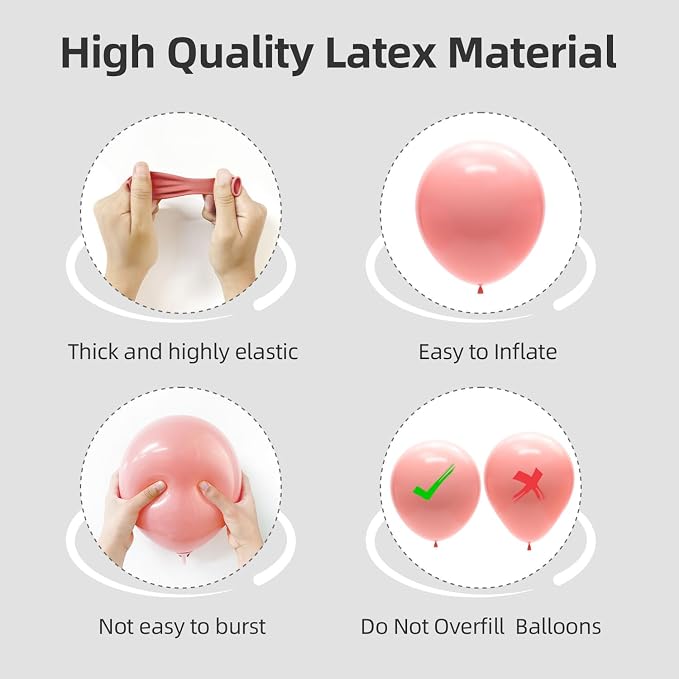 Retro Pink Balloons Different Sizes 135pcs 18" 12" 10" 5" Dusty Pink Latex - Image 3