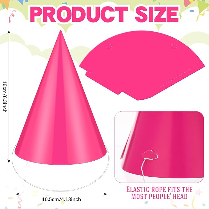 Zomiboo 40 PCS Birthday Party Hats Assorted Colors Party Cone Hats - Image 2