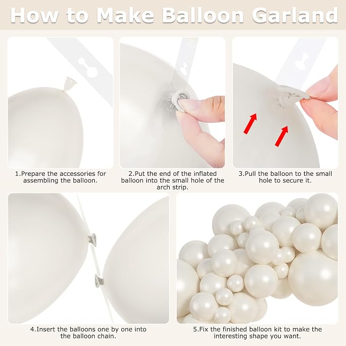 Amandir 153pcs Pearl White Balloons Arch Garland Kit Different Sizes | 18 12 10 - Image 5
