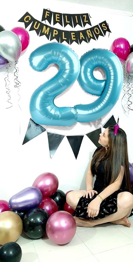 Number 0 Balloon Birthday Decorations, 40In Pearl Blue Balloons - Image 4