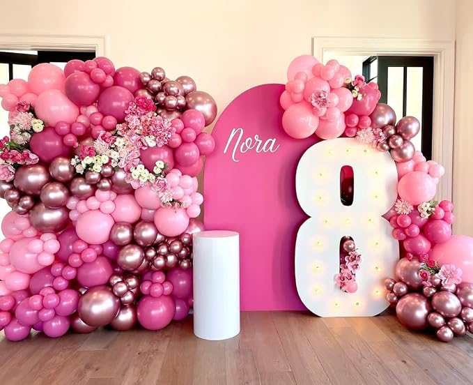 Pink Balloon Arch Kit, Different Size Balloons - Image 3