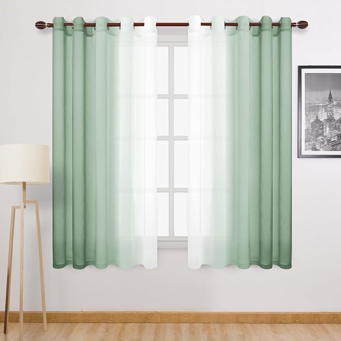 DWCN Ombre Faux Linen Sheer Curtains by DWCN