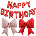 Vuzvuv Red Happy Birthday Balloons, 38 Inches Huge Pink Bow Aluminum Foil by Vuzvuv