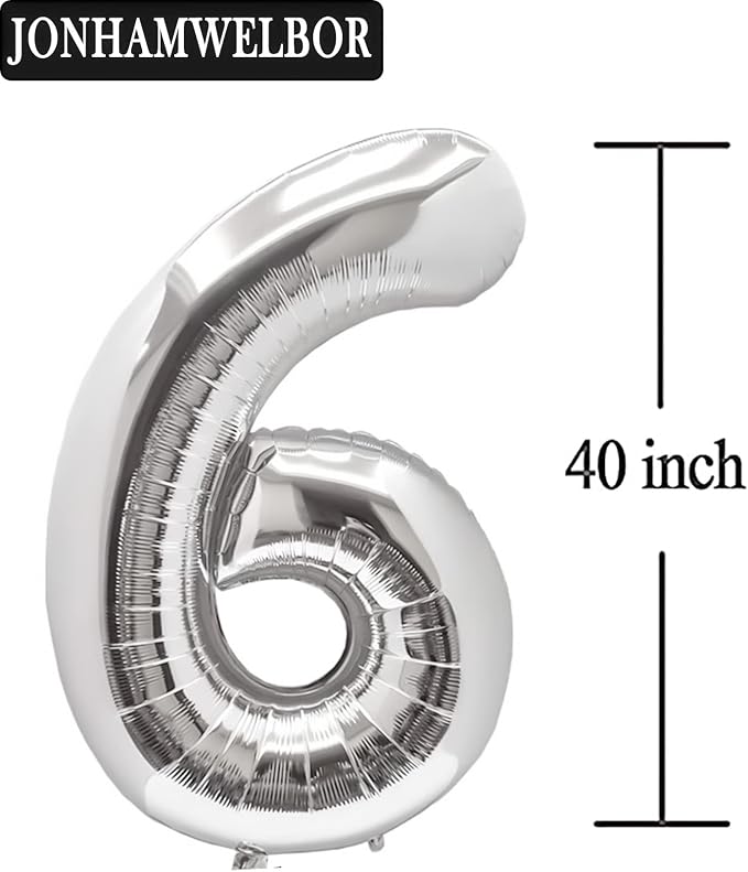 Jonhamwelbor 60 Number Balloons Silver 60 Number Big Large Giant Jumbo Foil - Image 2