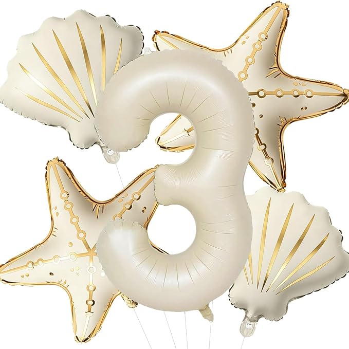 5 Pcs Starfish Seashell Balloons Set Under the Sea Party Decorations | 40 Inch by Unknown