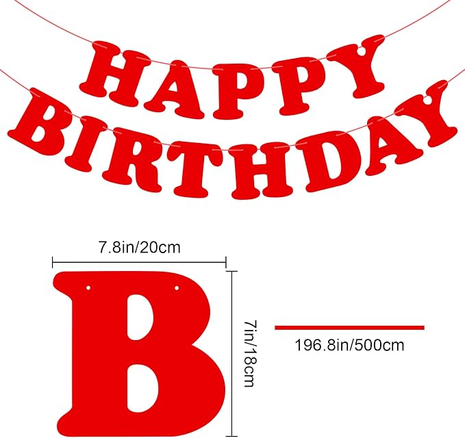 Red Happy Birthday Banner Sign Birthday Party Supplies Party Background - Image 2