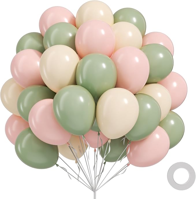60pcs Pink and Green Balloons 12inch by Unknown