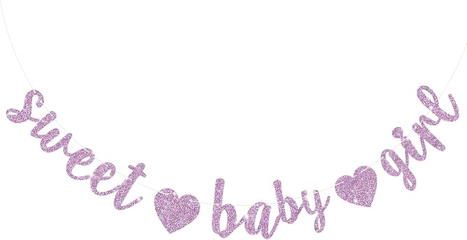 BEISHIDA Pre-Strung Glitter Light Purple Girl Baby Banner Baby Shower Decor | by Beishida