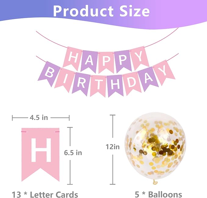 Happy Birthday Banner Sign Bunting Hanging Decorations - Image 6