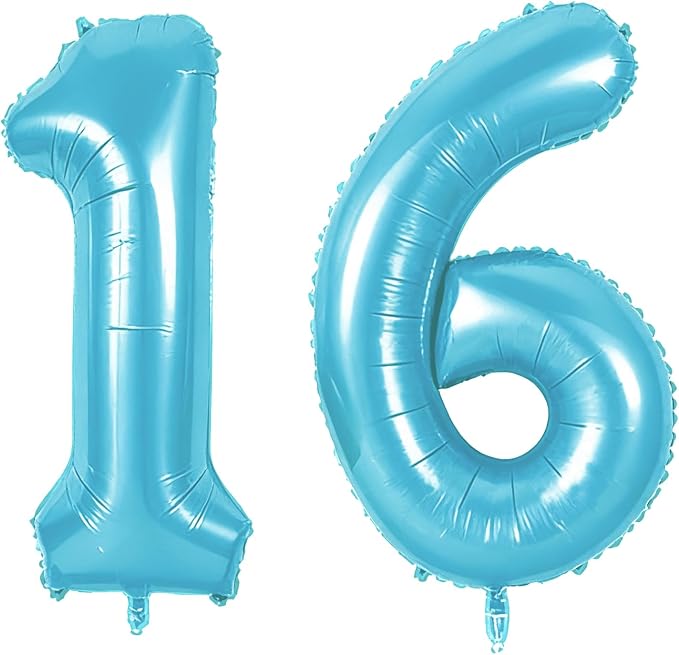 Number 16 Balloons for 16th Birthday Party Decorations, 0-100 Large No.16 by Joycard