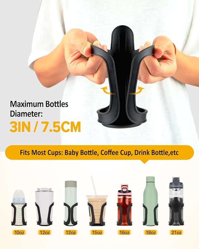 Pack of 2 Stroller Cup Holders, Universal Drinks Holder - Image 3
