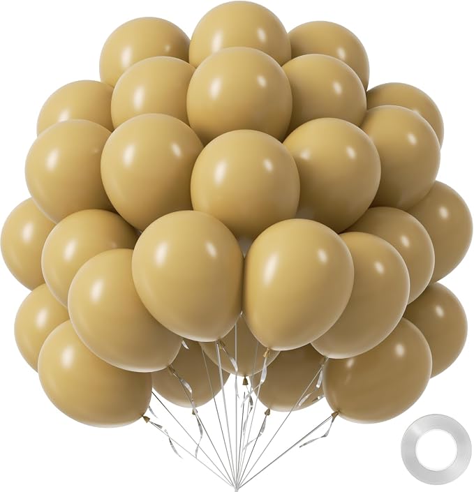 Tan Balloons 12 inch, Light Brown Latex 50pcs Party Balloons | Boho, Baby Shower by Awenztech