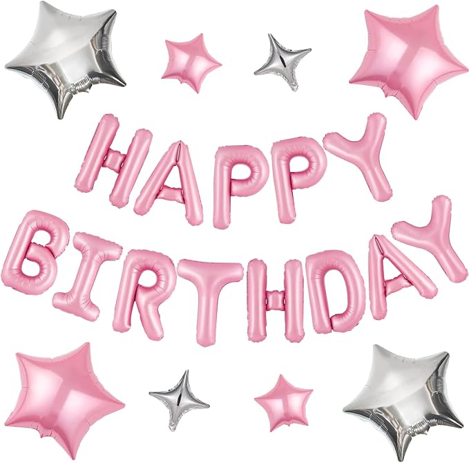 CANREVEL Happy Birthday Banner Decorations + 8Pcs Star Balloons, by CANREVEL