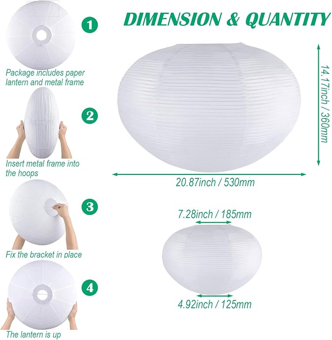White Paper Lanterns, 20.87" Noguchi Paper Lantern Lamp shade, 1 Pack | Large - Image 2