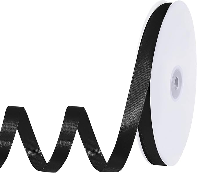 woric 120 Yards Black Satin Ribbon 3/8 Inch Thin Black Bows | Cake Bows Making by woric