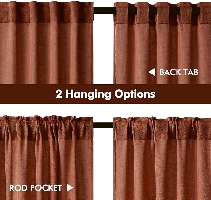 MIULEE Burnt Orange Fall Kitchen Curtains 36 Inch Length 2 Panels Farmhouse | - Image 4