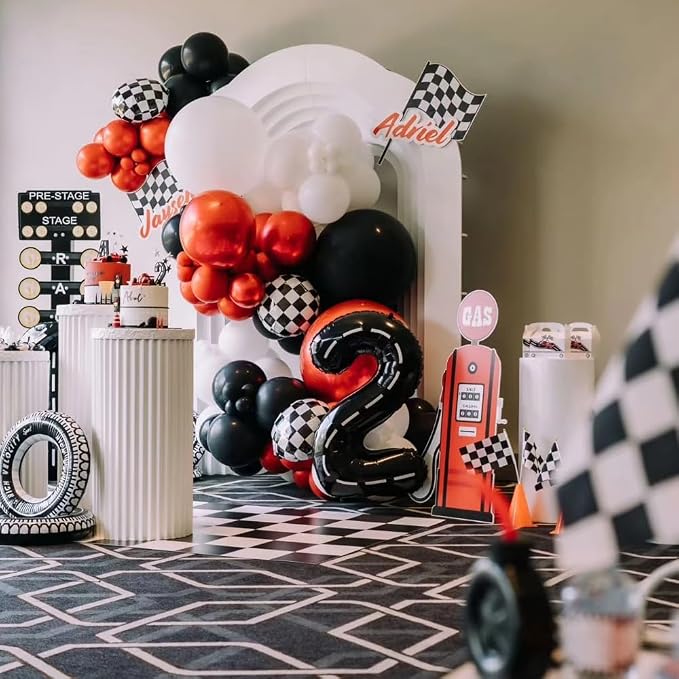 40 Inch Race Car Black Number Balloons Race Car Birthday Party Balloons Large - Image 5