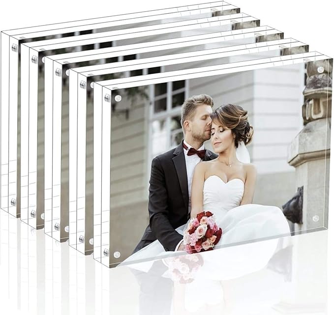 Magicool Premium Acrylic Photo Frame- Magnet Photo Frame -Double Sied Thick Desktop Frames (3.5x5 5 pack)