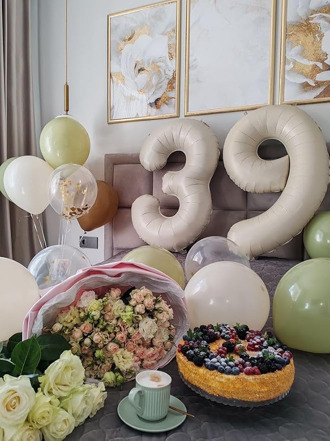 Numbers 15 Balloon 40Inch Cream Balloons - Image 2