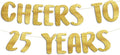 Pre-Strung Cheers to 25 Years Gold Glitter Banner by SterlingJamesCo