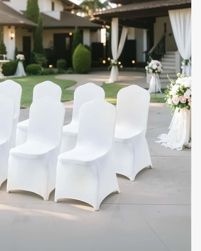 VEVOR 100 Pcs White Chair Covers Polyester Spandex Chair Cover Stretch - Image 8