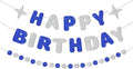Royal Blue and Silver Happy Birthday Banner-Happy Birthday Decorations by Unknown