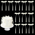 30 Pack Ivory Bow Cake Toppers, Ribbon Bows by NatNarr