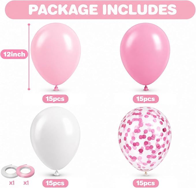Balloons Pink and White, 60 Packs 12 Inch Light Pink White Balloons - Image 2