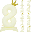 Standing White Crown Number 8 Balloon 40In Retro White Crown 8 Balloon | by YOIOZAIZAI