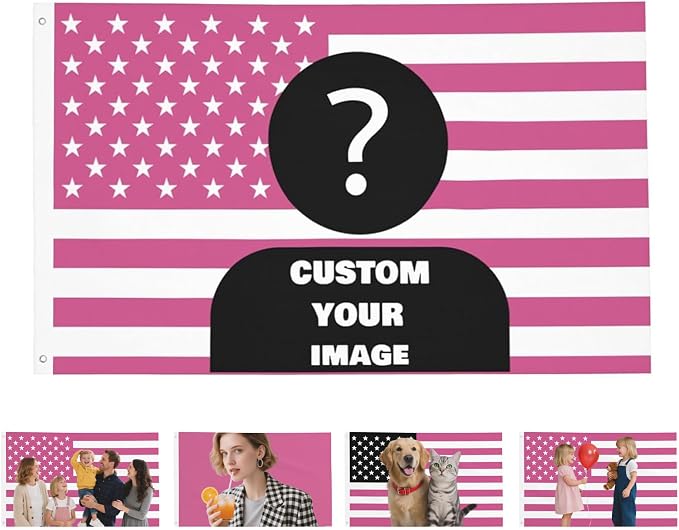 Custom Pink American Flag 3x5 Ft Outdoor, Personalize Print Your Own by Nxwdwqa