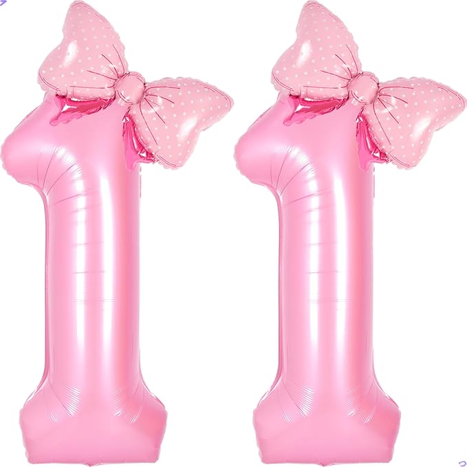 Pink 11 balloons Number Preppy Birthday Decorations by Unknown