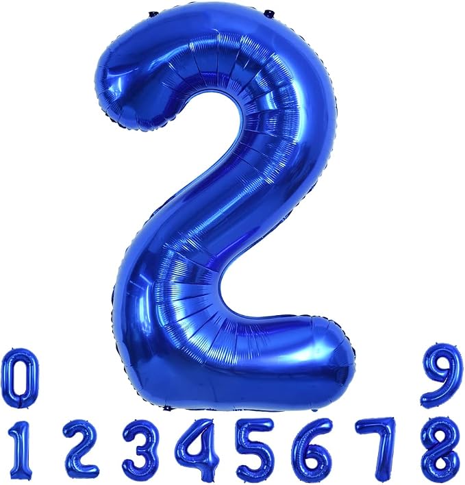 TONIFUL 40 Inch Navy Blue Number 2 Balloons Large Foil 2nd Birthday Decor | by TONIFUL
