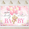 Mocsicka We Can Bearly Wait Backdrop Pink Bear Baby Shower Banner Girl Bear by Mocsicka