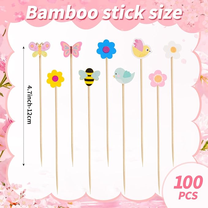100 PCS Spring Floral Toothpicks - Image 3