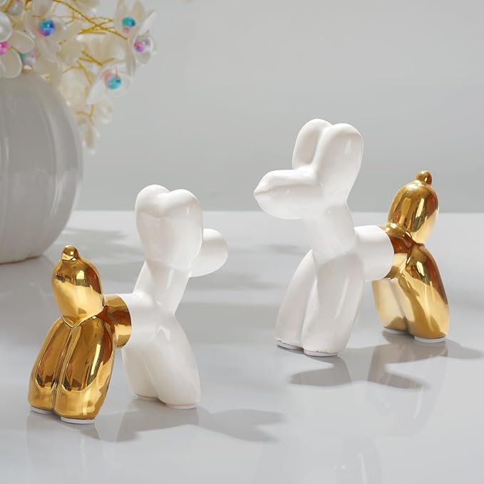 Notakia Cute Ceramics Balloon Dog Statue Crafts Living Room Desktop Decorations - Image 4