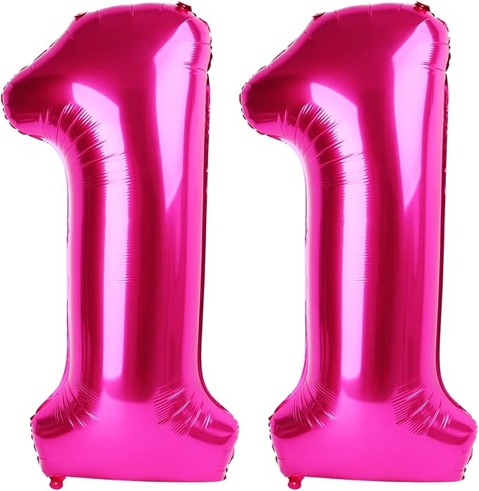 Jumbo Hot Pink Number 11 Balloon 40 Inch, Mylar Foil Number 11 Balloons by Upgesy