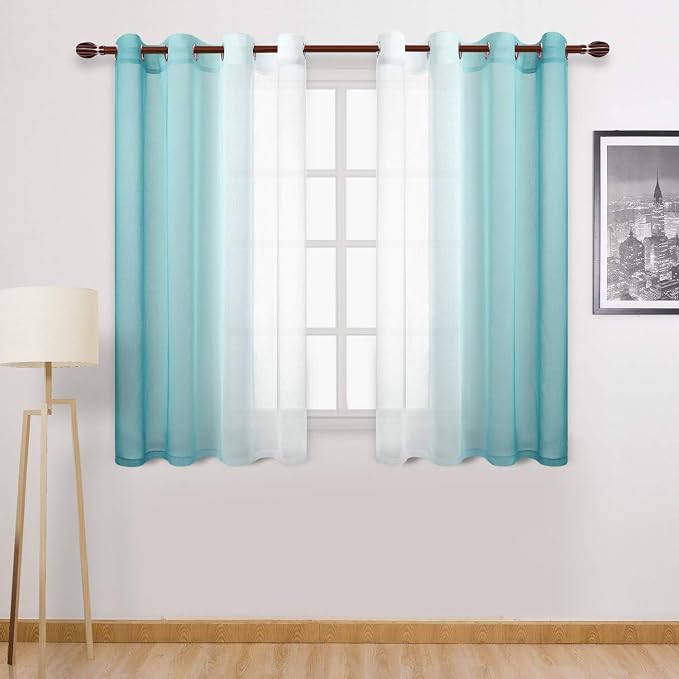 DWCN Faux Linen Ombre Sheer Curtains by DWCN